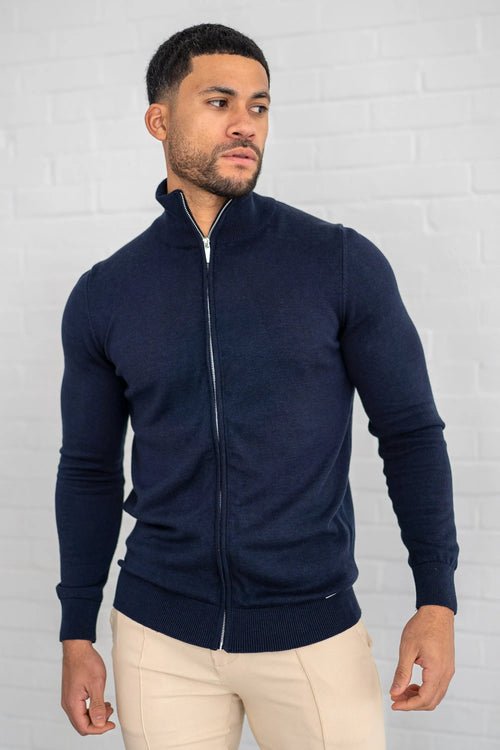 Santoni Full Zip Vest Navy - VidaVora